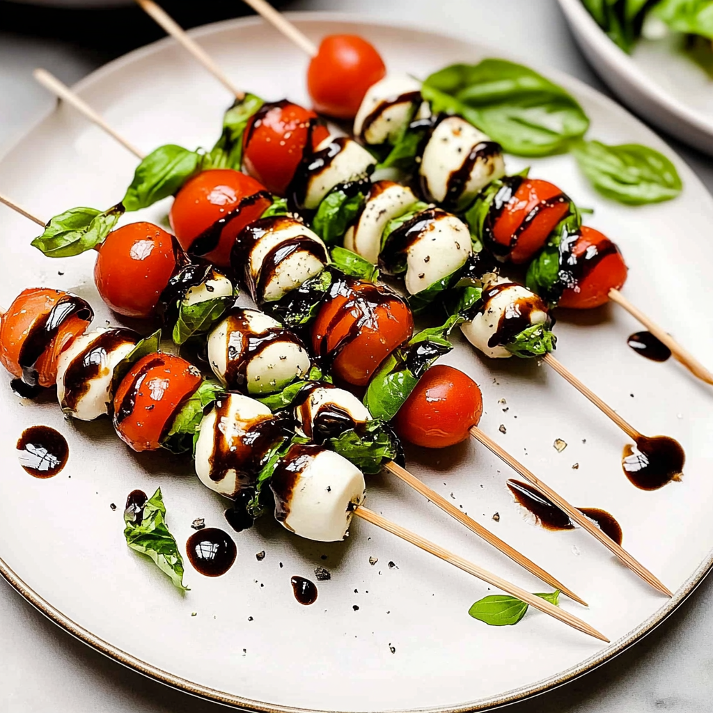 No-Cook Caprese Skewers with Balsamic Drizzle