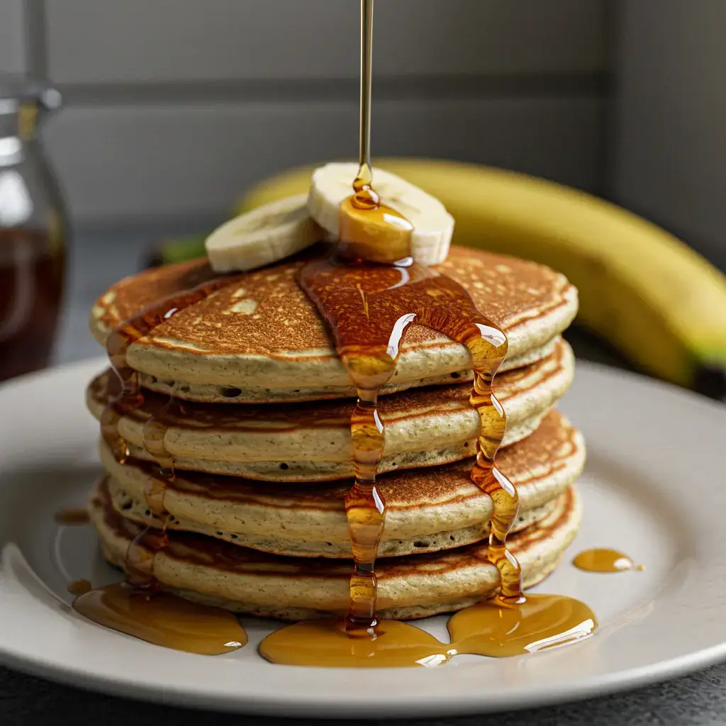 Banana Cinnamon Pancakes with Maple Drizzle