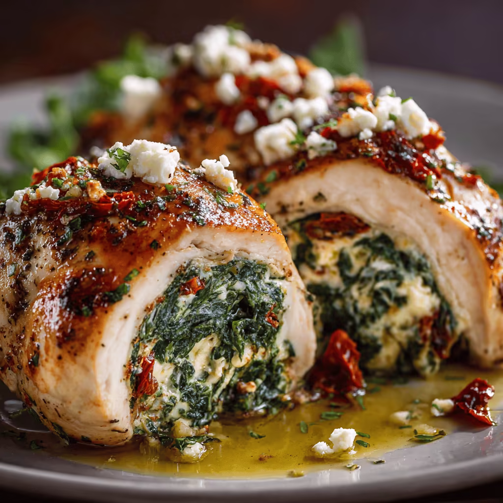 Baked Stuffed Chicken Breast with Spinach and Feta