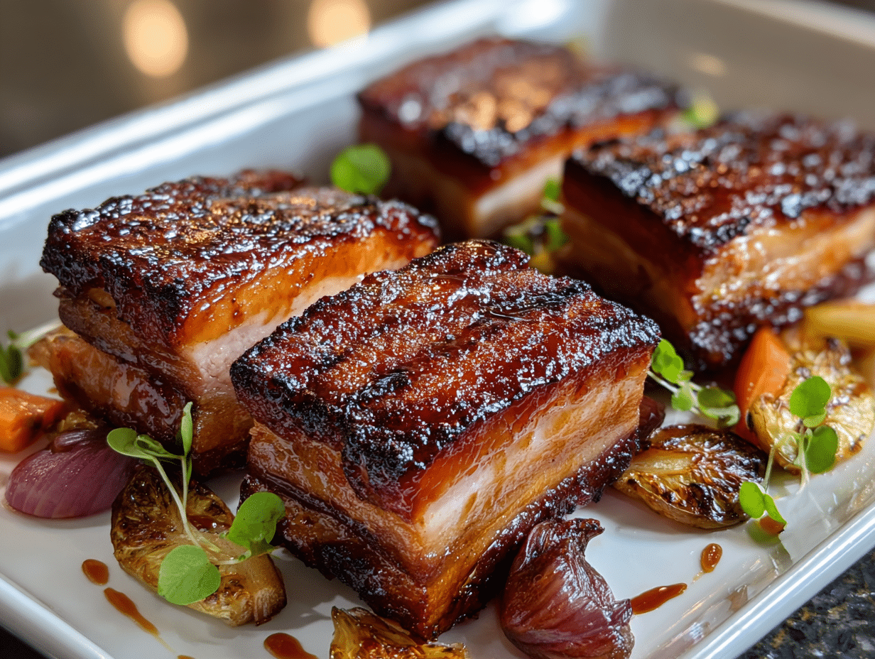 Baked Pork Belly with Apple Cider Glaze