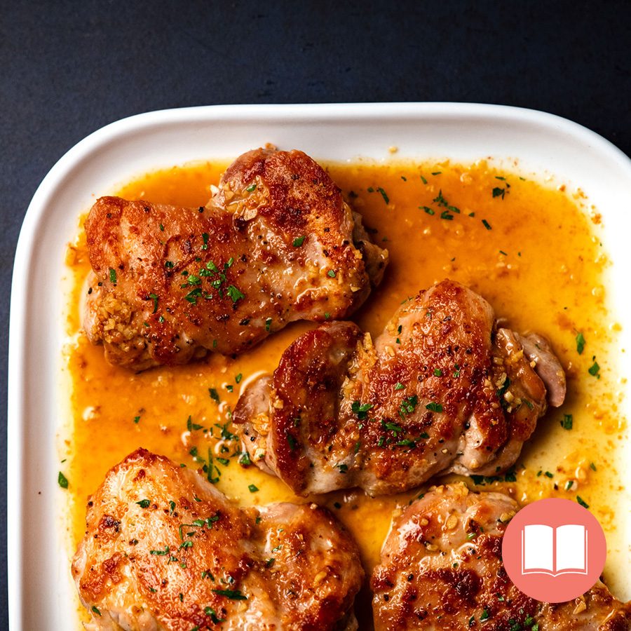 Herb-Roasted Chicken Thighs with Crispy Garlic