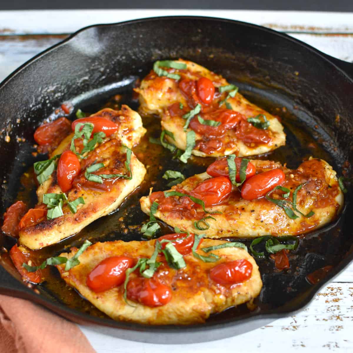 Pan-Seared Chicken Breasts with Fresh Herb and Cherry Tomato Sauce