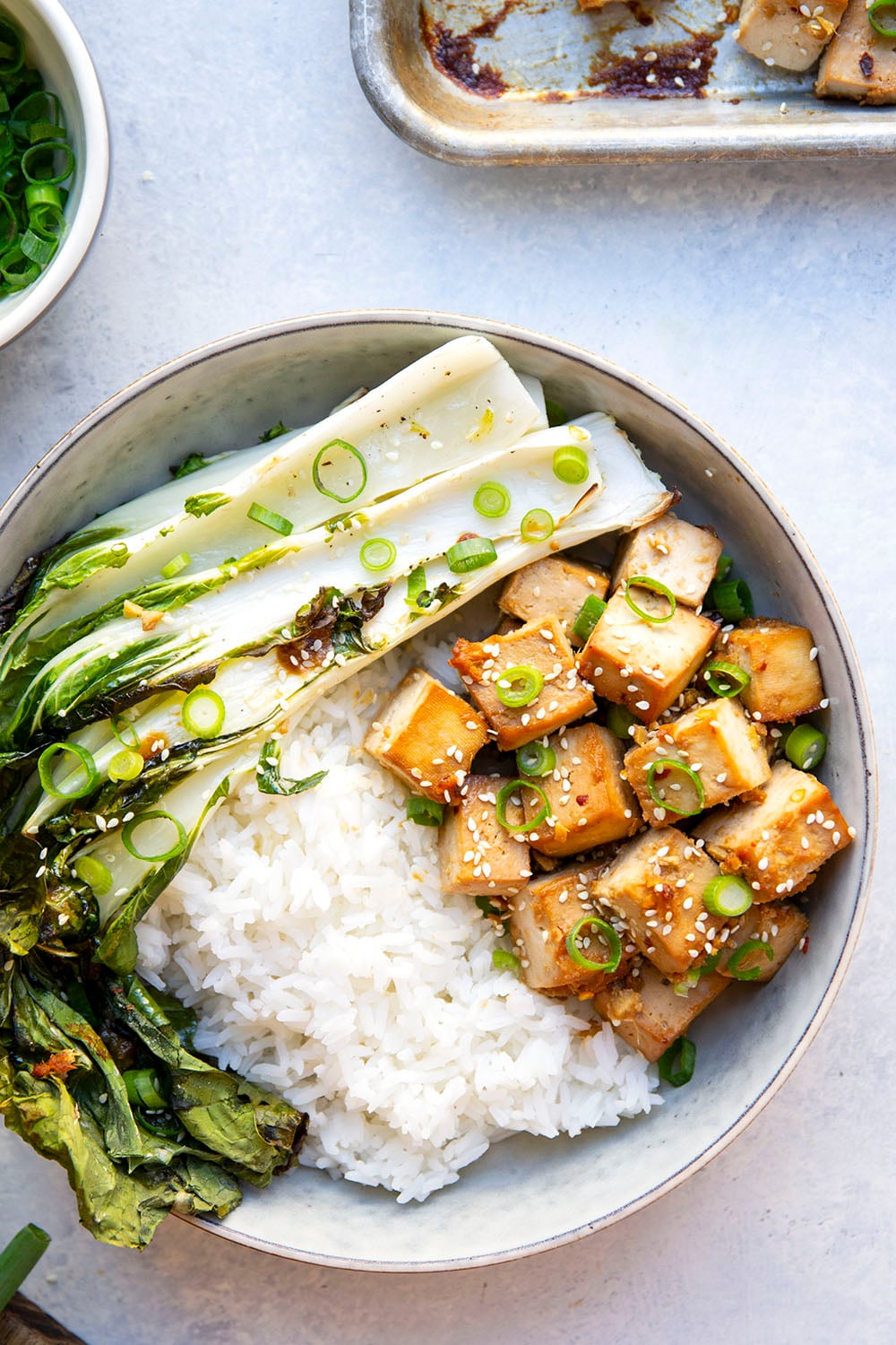 Miso-Glazed Tofu with Bok Choy and Rice Noodles