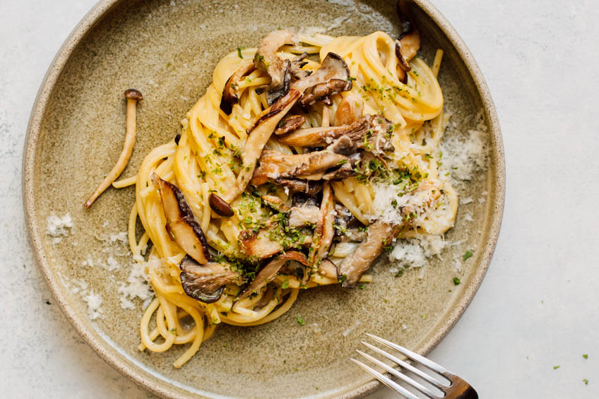 Miso-Caramelized Onion and Mushroom Pasta