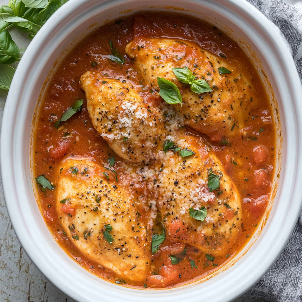 Slow-Cooked Tomato-Basil Chicken with Herbed Rice