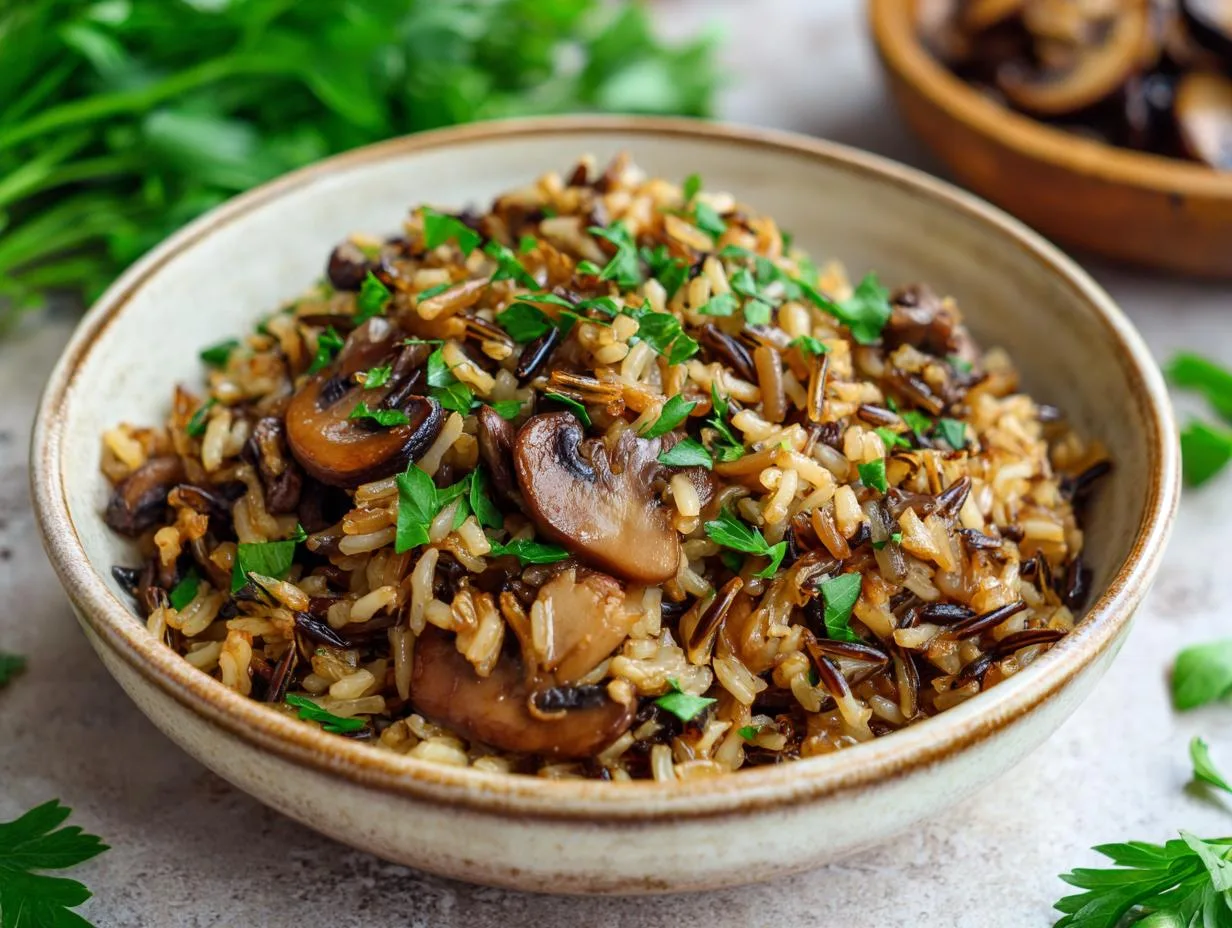 Sautéed Wild Rice and Mushroom Pilaf with Thyme