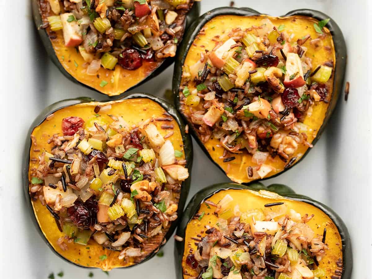 Wild Rice and Morel Mushroom Stuffed Acorn Squash