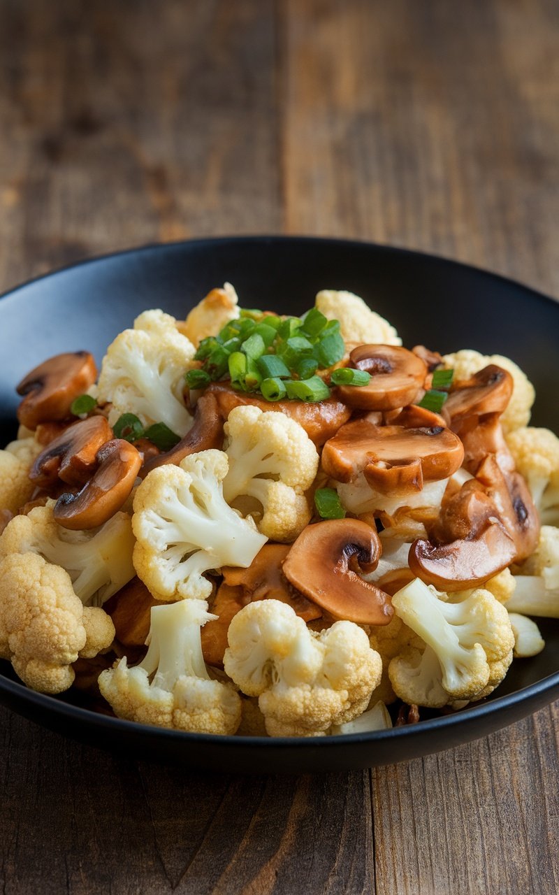 Mushroom and Spinach Cauliflower Stir-Fry