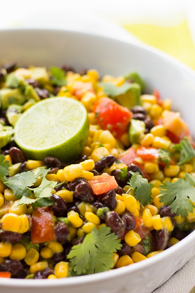 Lime-Cilantro Corn and Black Bean Salad with Avocado