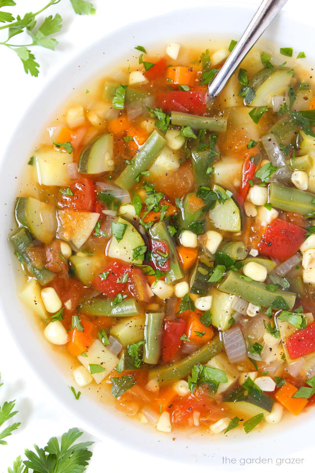 Simple Garden Vegetable Soup with Herbs