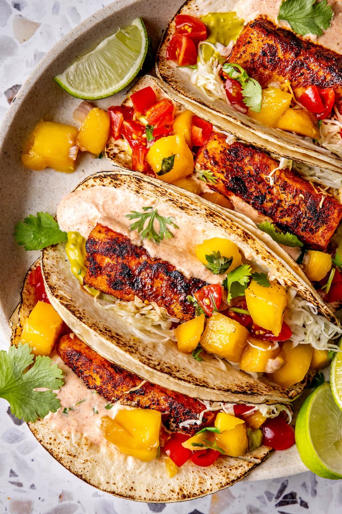 Blackened Catfish Tacos with Mango Salsa