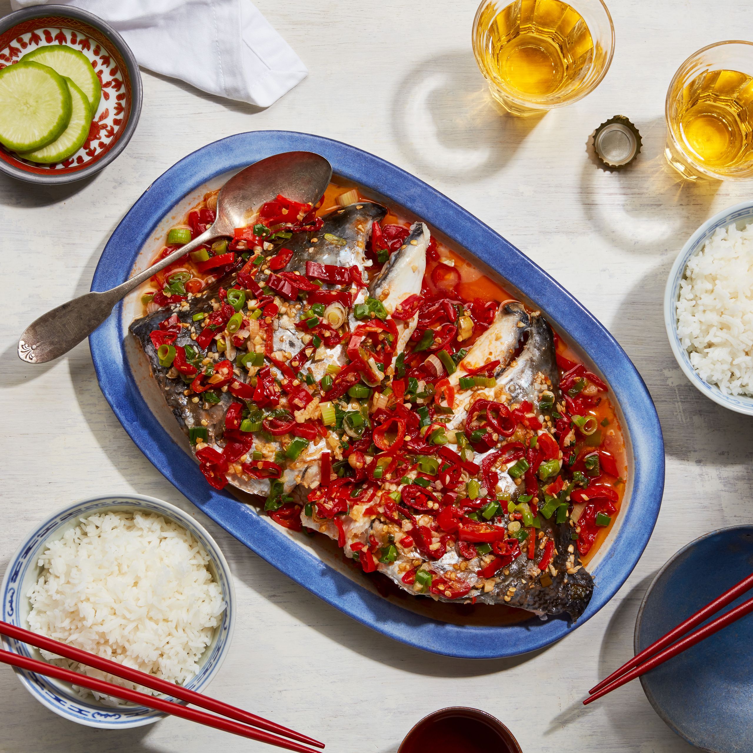 Hunan Steamed Fish Head with Chili and Scallions