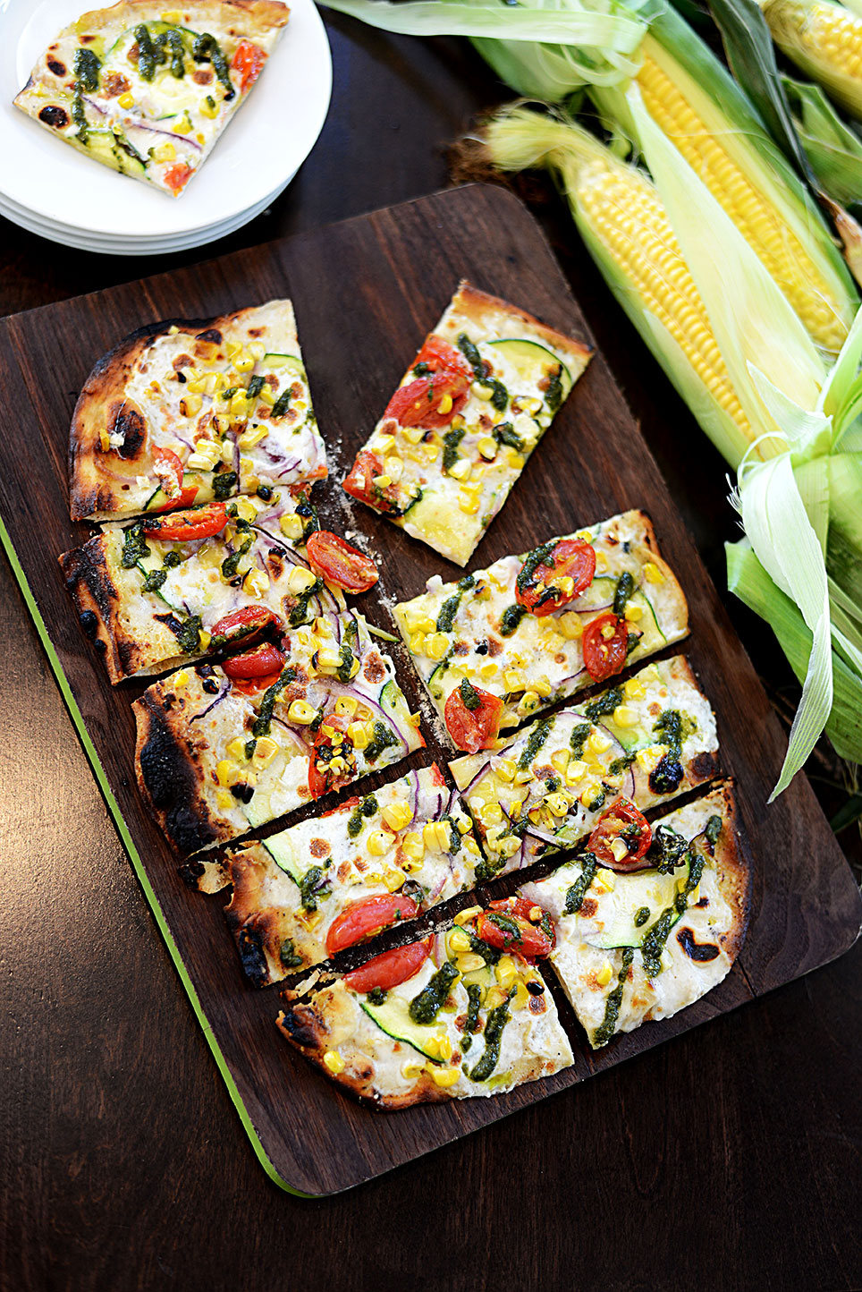 Mustard Greens and Corn Flatbread