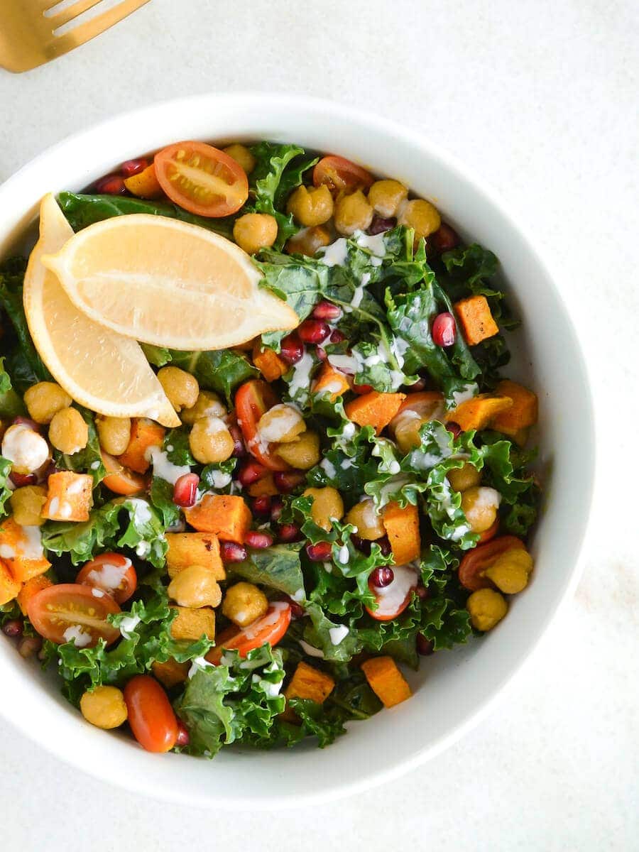 Herb-Roasted Sweet Potato and Kale Bowl
