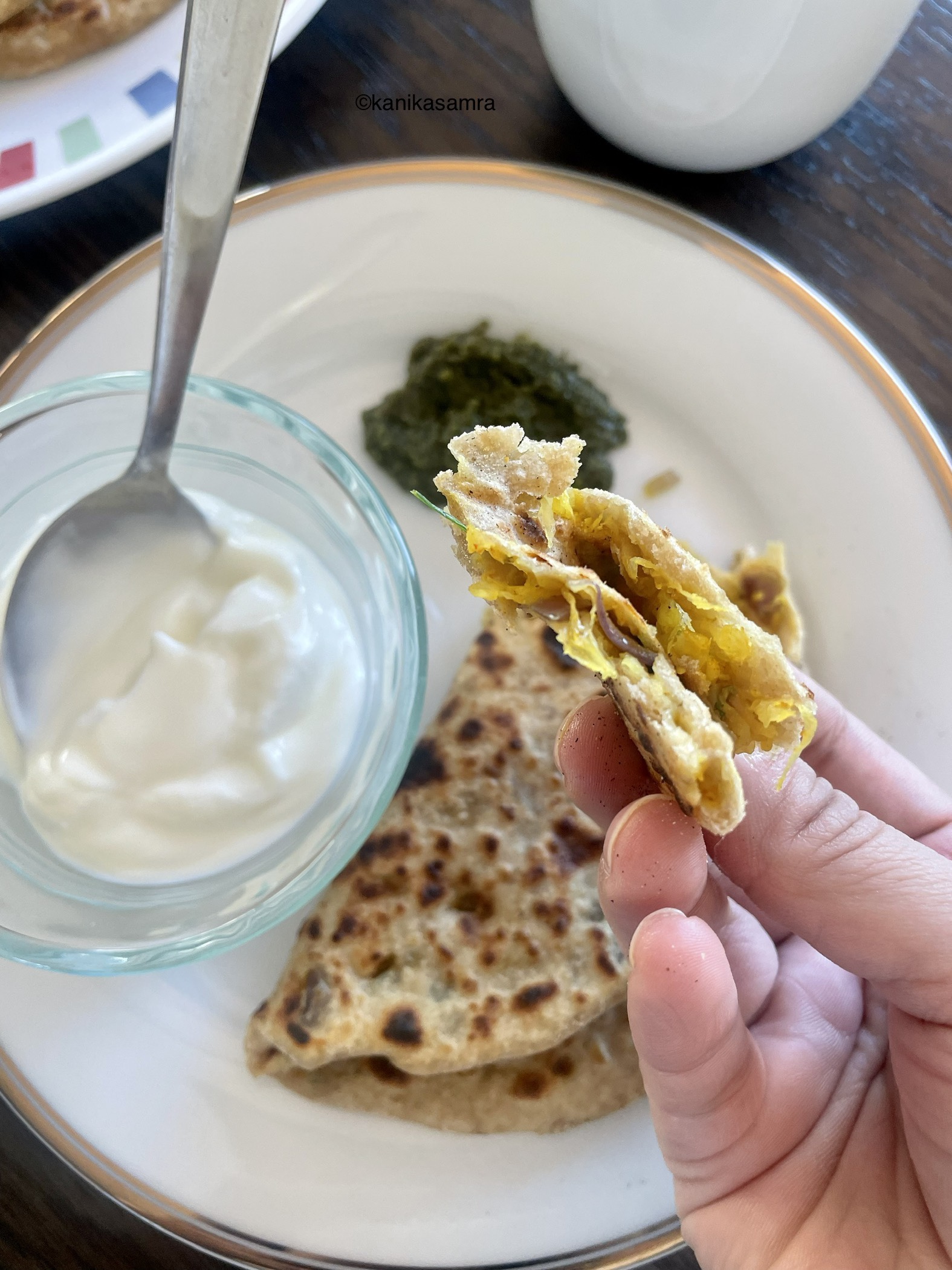 Daikon-Stuffed Flatbread with Cumin Yogurt