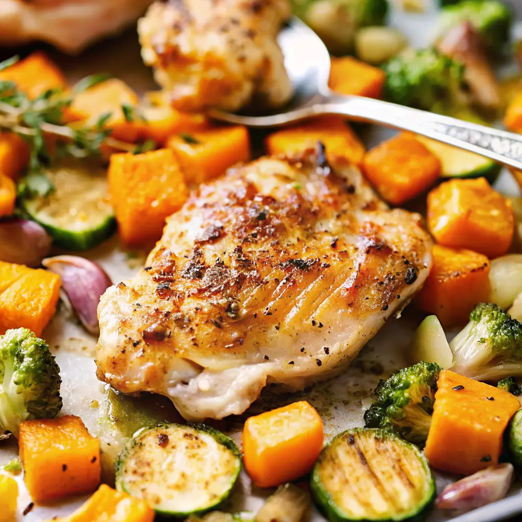 Sheet Pan Maple-Mustard Chicken with Roasted Vegetables