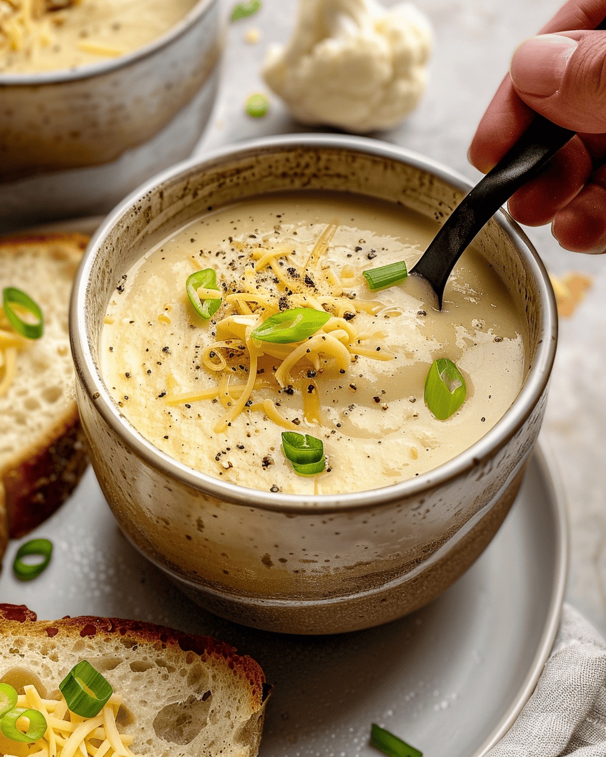 Avocado-Cauliflower Soup with Garlic and Chives