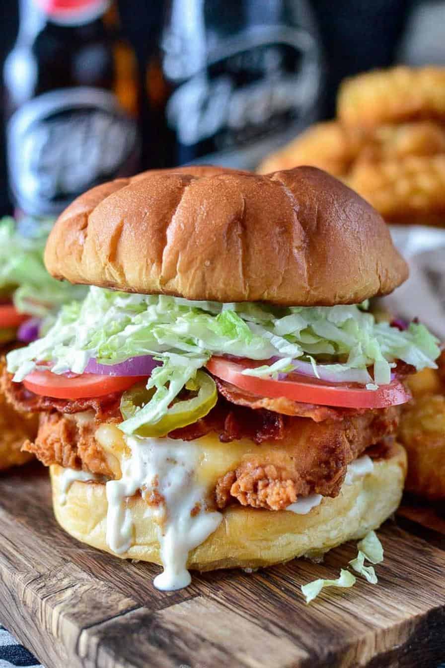 Buttermilk-Fried Chicken Sandwich with Quick-Pickled Cabbage and Spicy Mayo
