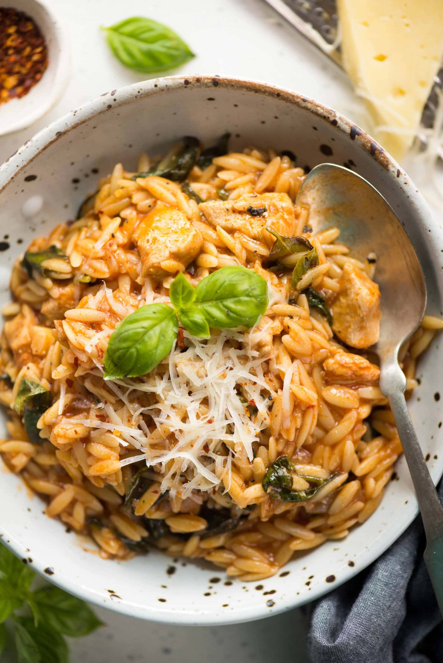 One-Pot Tomato Basil Chicken with Orzo