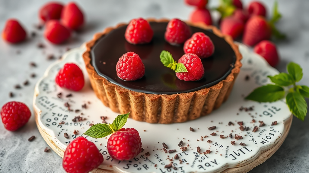 Dark Chocolate Raspberry Tart with Cinnamon