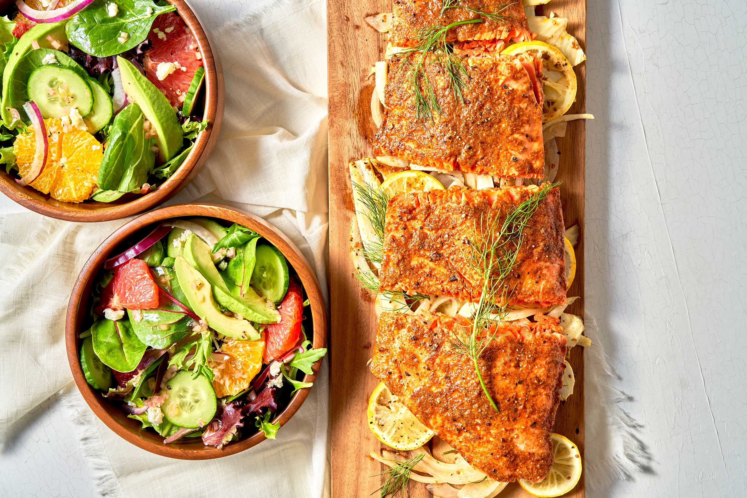 Herb-Infused Lemon Salmon with Roasted Fennel
