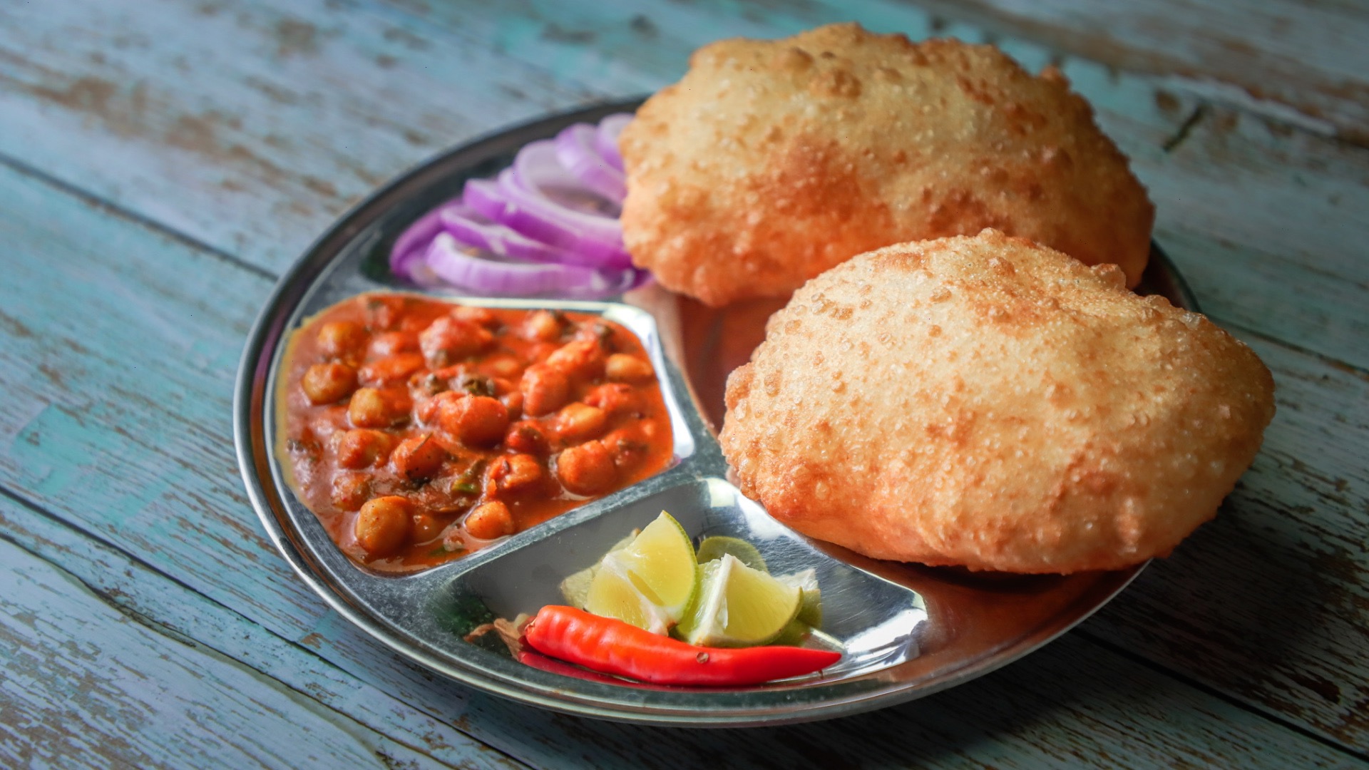 Bhature with Creamy Chole and Yogurt