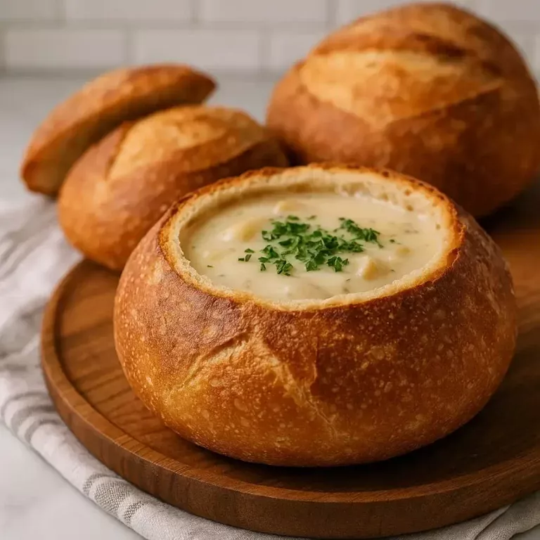 Baked Sourdough Bread Bowls with Rustic Crust