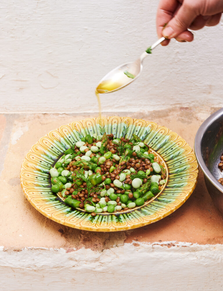 One-Pot Asparagus and Pea Stew with Lentils