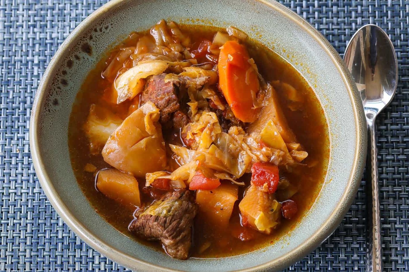 Slow-Simmered Cabbage Beef Stew with Root Vegetables