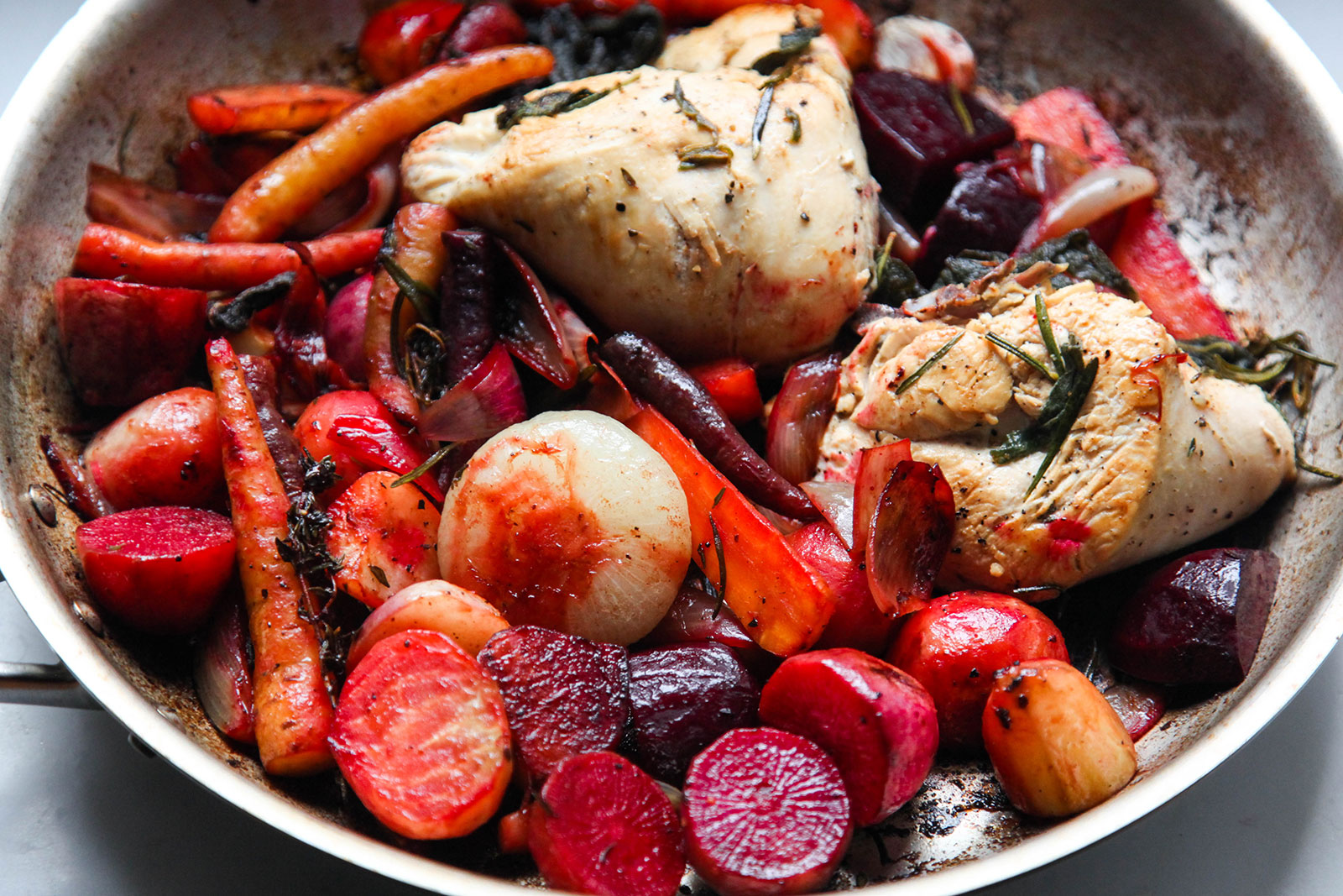 Rosemary-Thyme Chicken with Roasted Root Vegetables