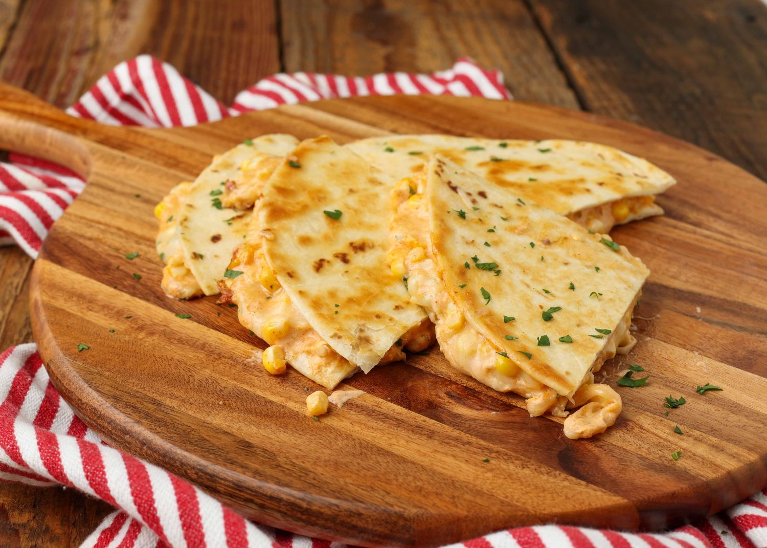 Cheesy Vegetable Quesadillas with Corn and Black Beans
