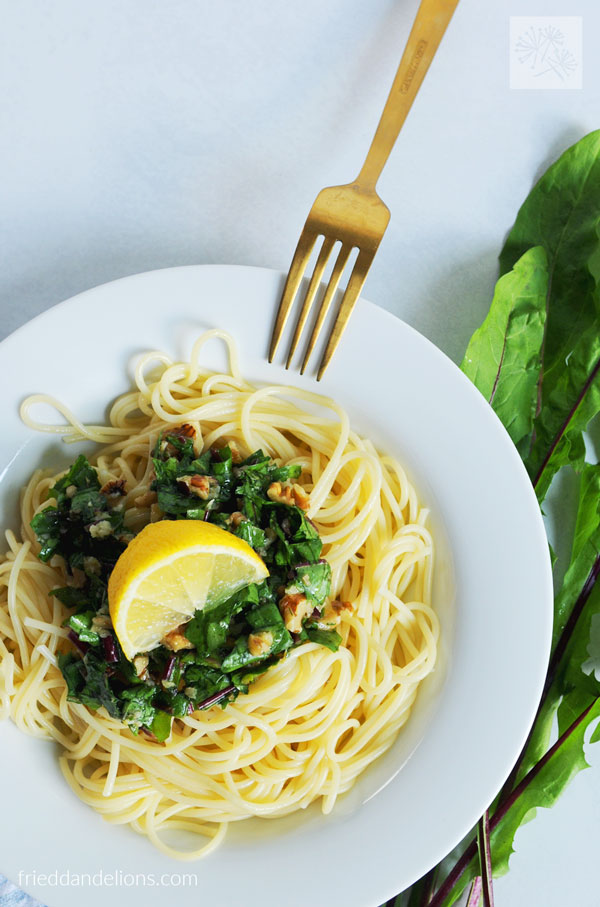 Pasta with Dandelion Greens and Lemon Butter Sauce