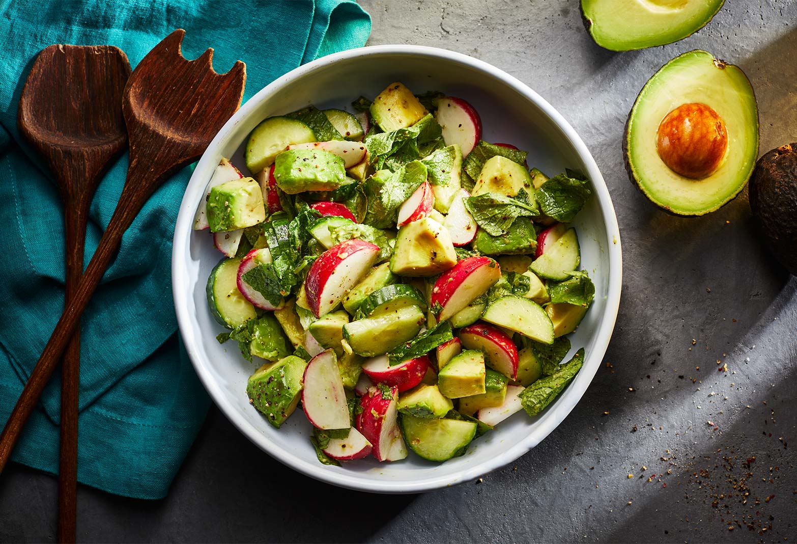 Radish and Avocado Green Salad with Lemon-Tahini Dressing