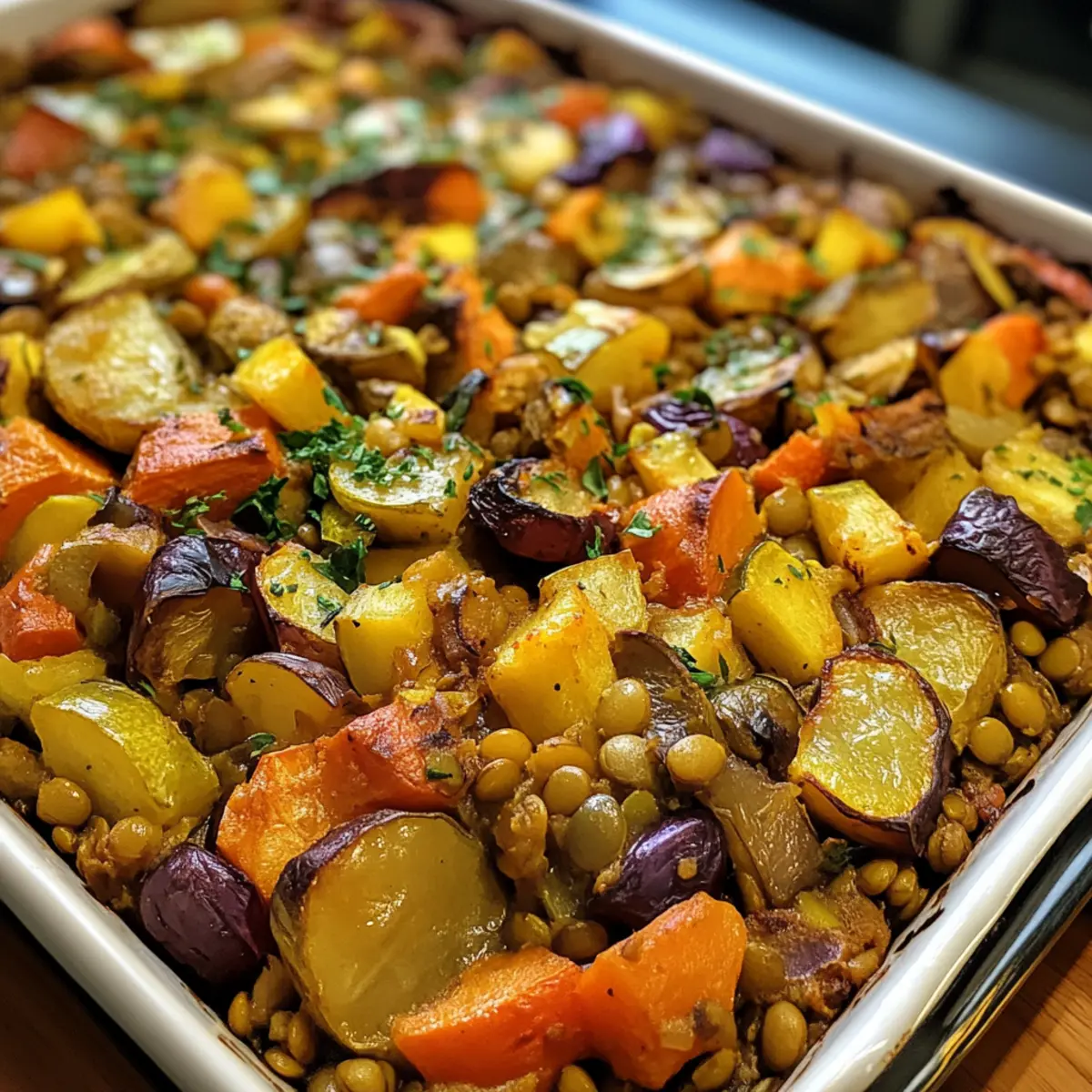 Crisp-Topped Lentil and Vegetable Bake