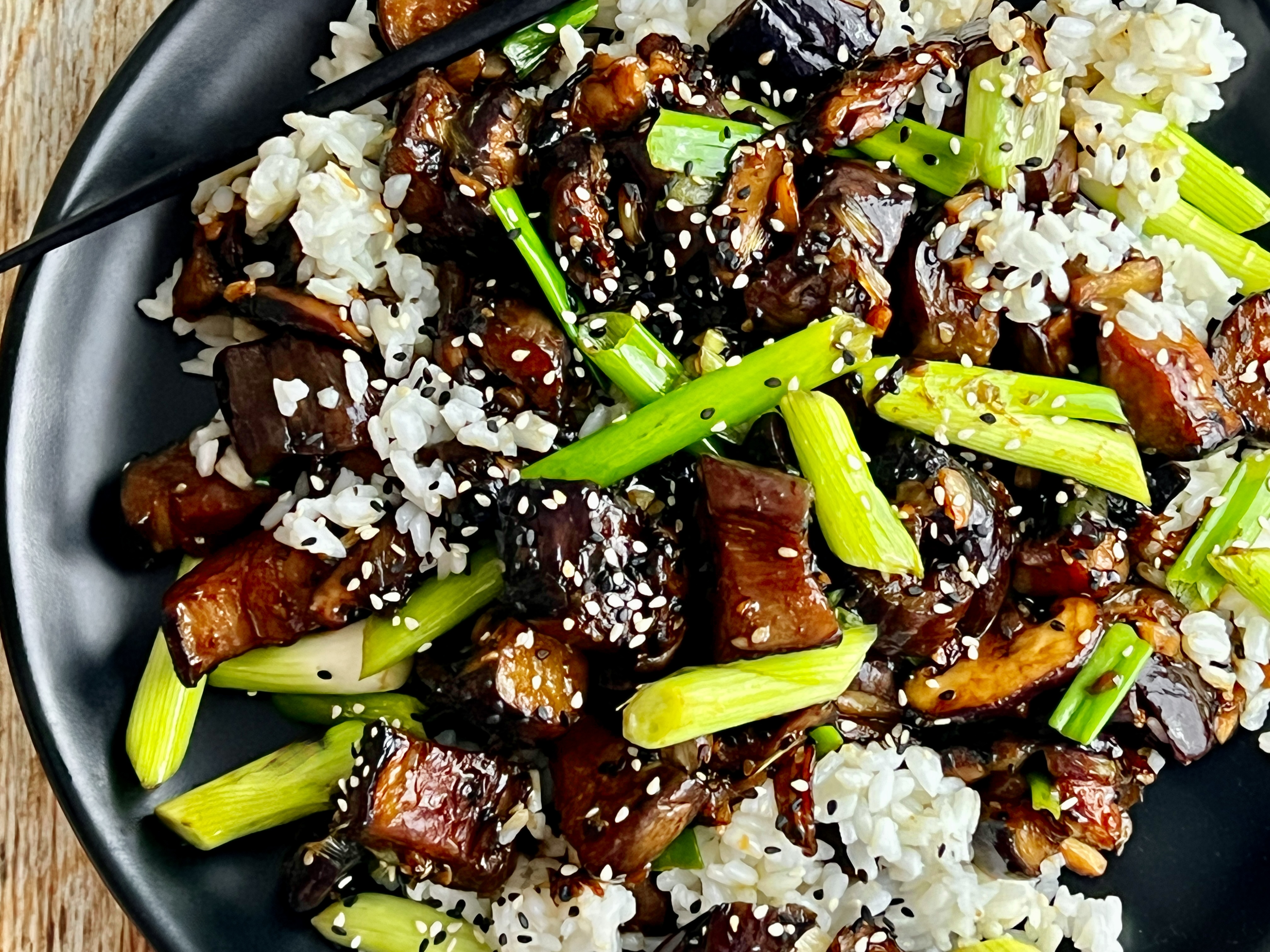 Sesame-Glazed Eggplant with Rice
