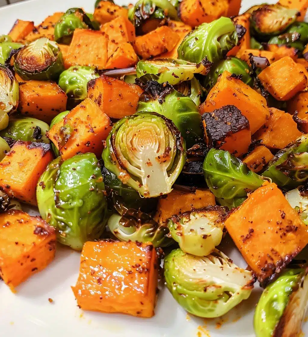 Sheet Pan Maple-Tahini Sweet Potato and Brussels Sprouts