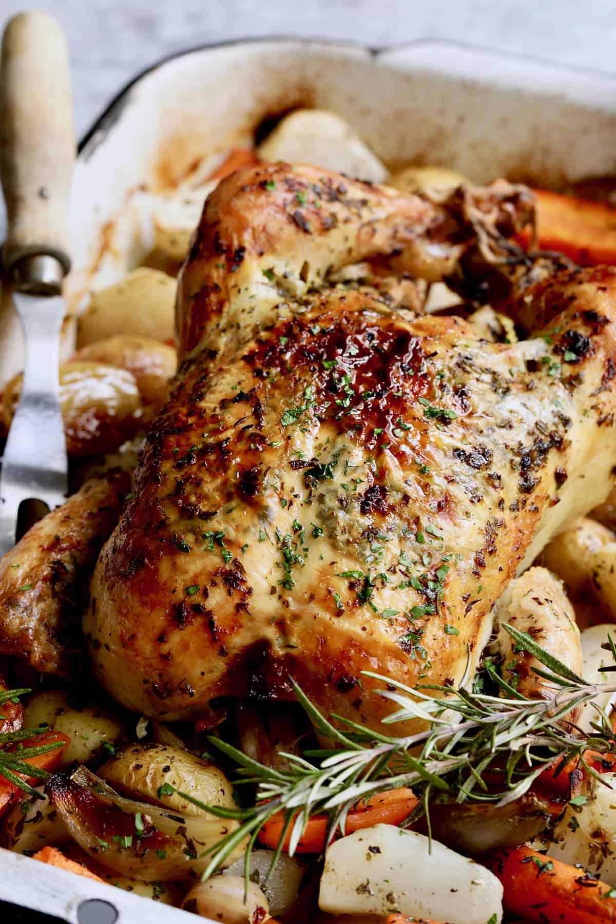 Sage and Garlic Roasted Chicken with Root Vegetables