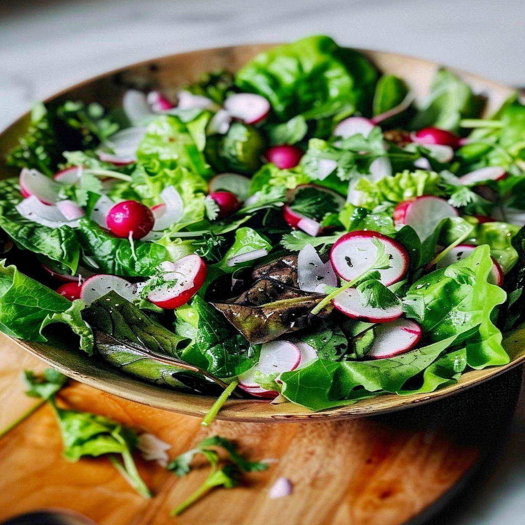 Radish and Spring Greens Salad with Lemon Vinaigrette