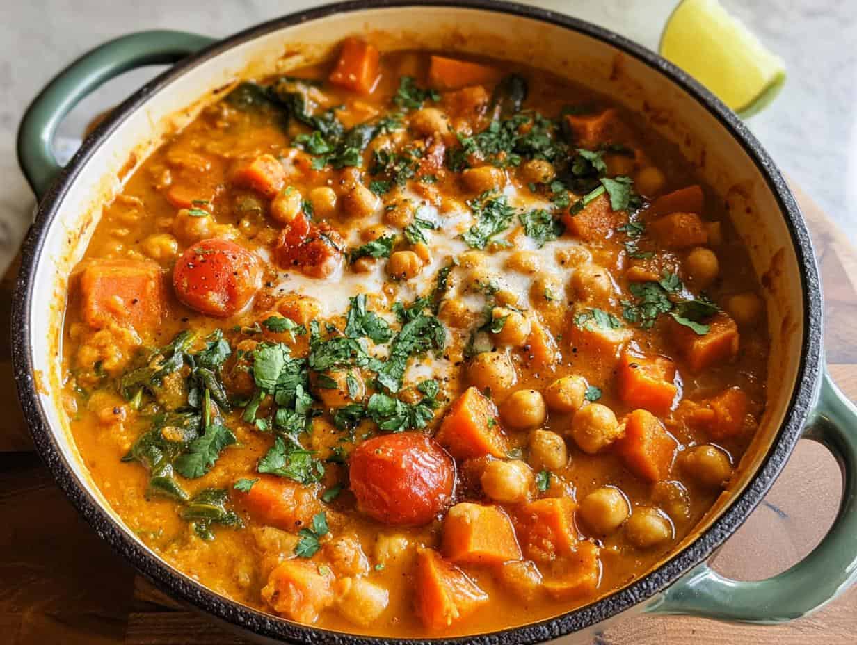 Yellow Curry Sweet Potato and Chickpea Stew