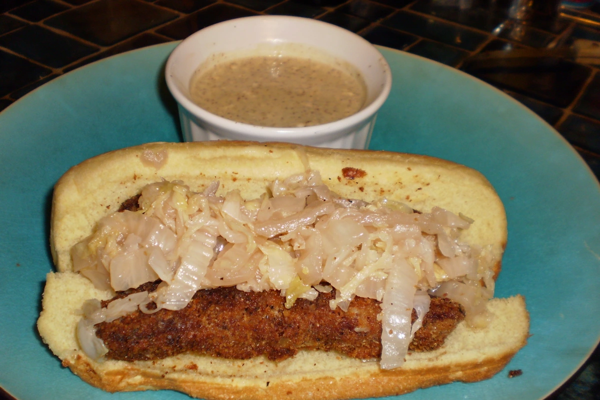 Bavarian Mustard-Glazed Pork Schnitzel with Sauerkraut
