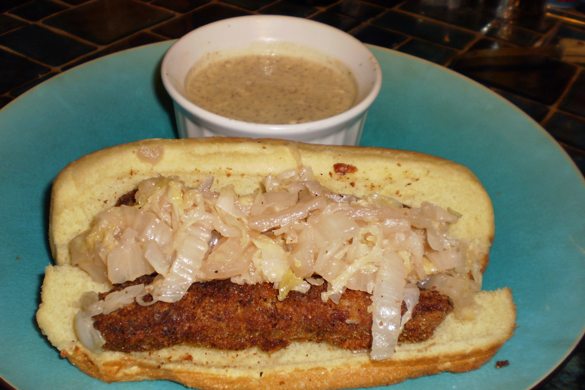 Bavarian Mustard-Glazed Pork Schnitzel with Sauerkraut