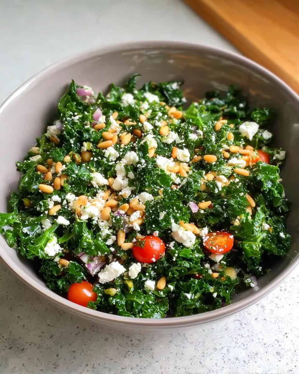 Kale and Feta Salad with Toasted Almonds and Lemon Vinaigrette