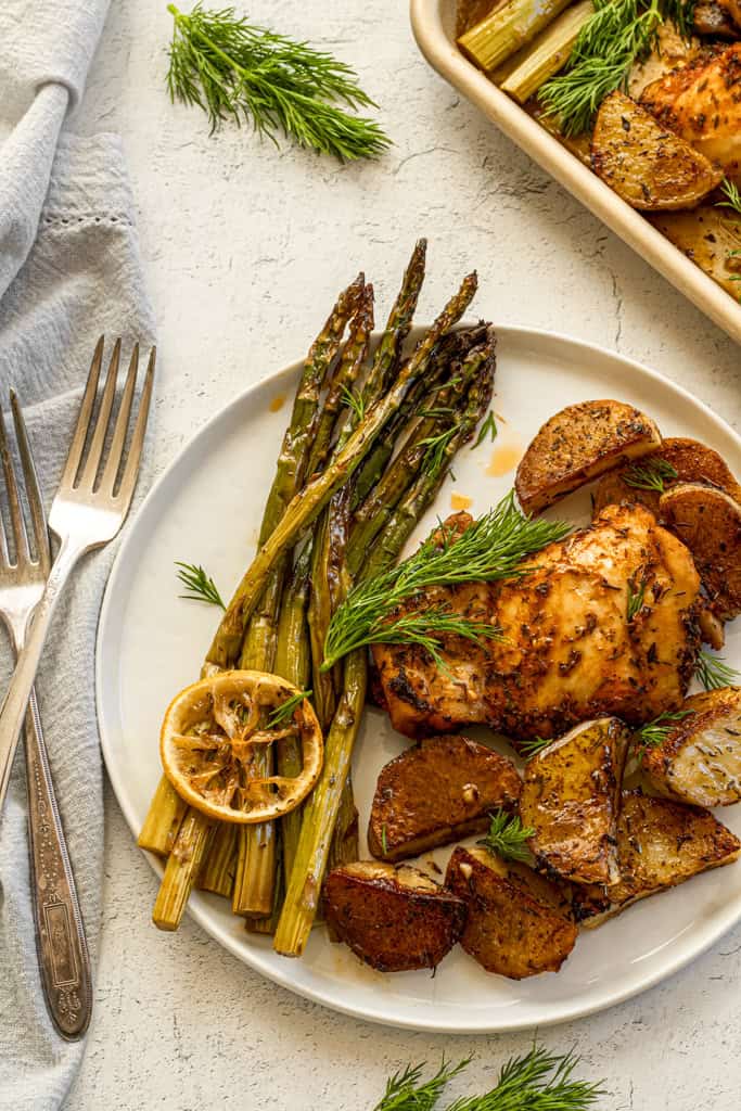 Sheet Pan Lemon-Dill Chicken with Asparagus and Potatoes