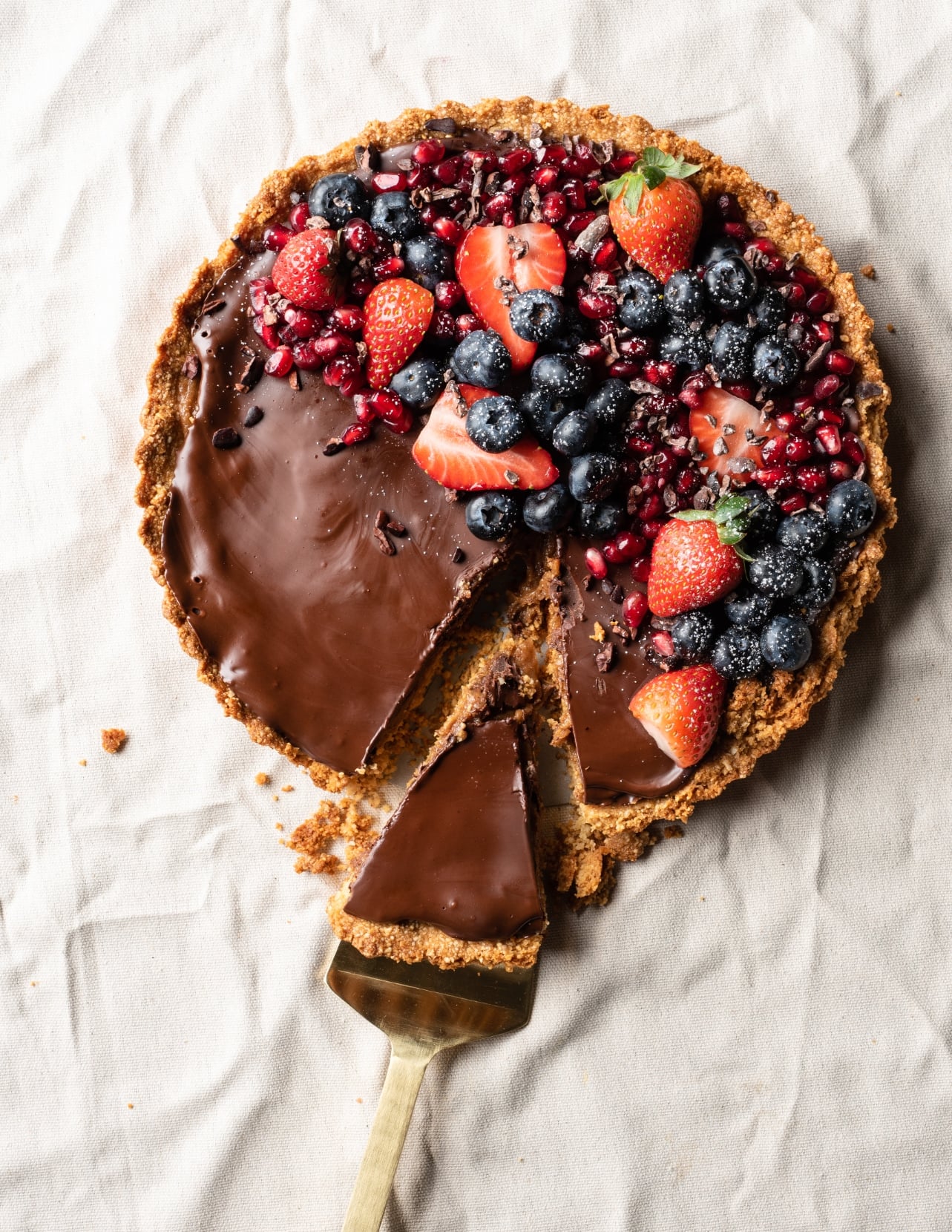 Bitter Chocolate Tart with Caramel Drizzle