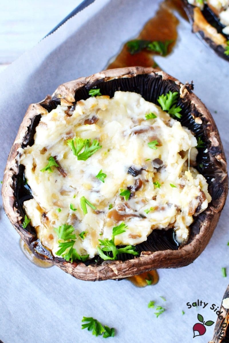 Portobello Mushrooms Stuffed with Cream Cheese and Chives