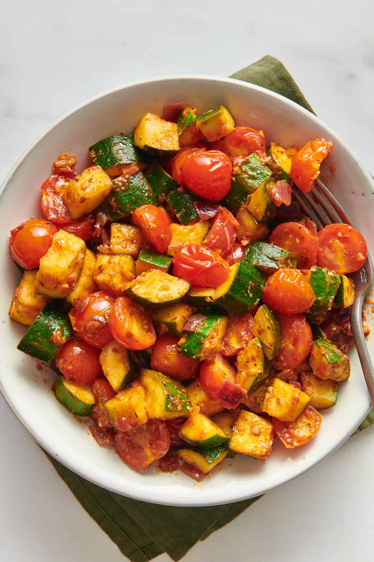Sautéed Zucchini and Cherry Tomatoes with Balsamic Reduction