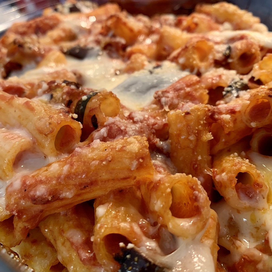 Baked Eggplant and Tomato Pasta with Fresh Herbs