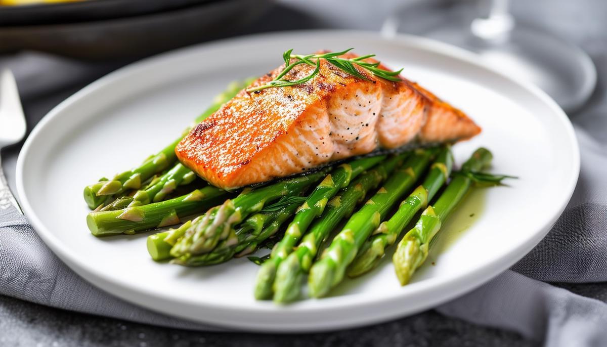 Garlic-Scented Pan-Seared Salmon with Asparagus