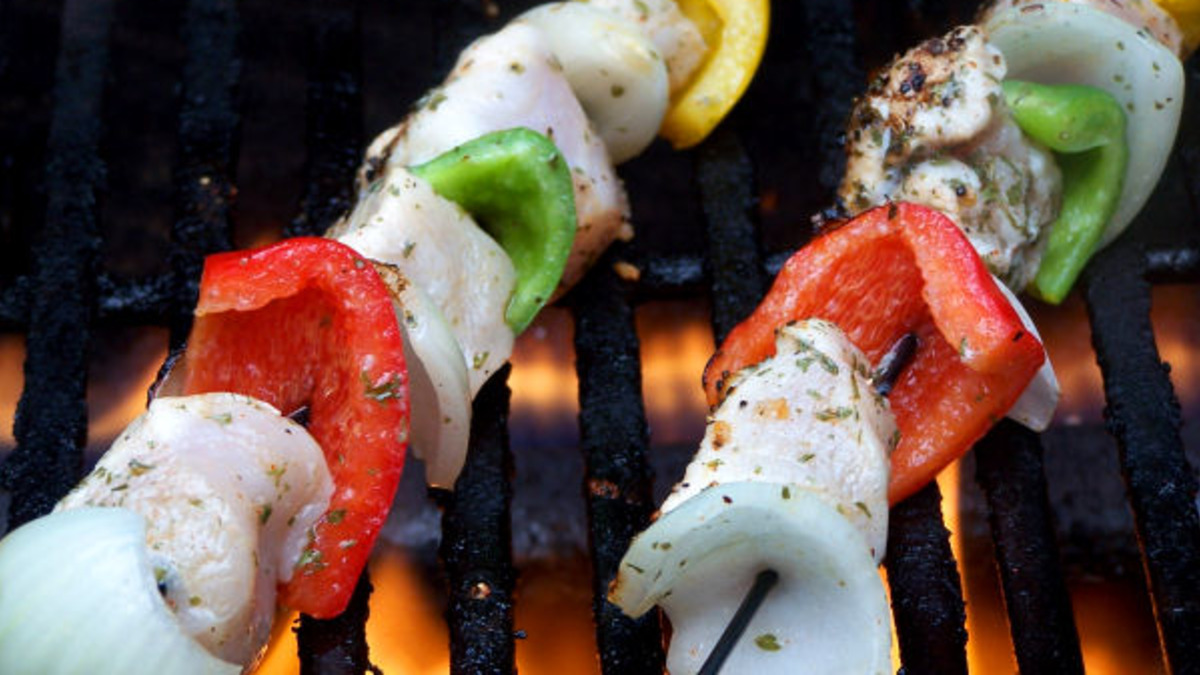 Grilled Chicken Kebabs with Lemon and Oregano