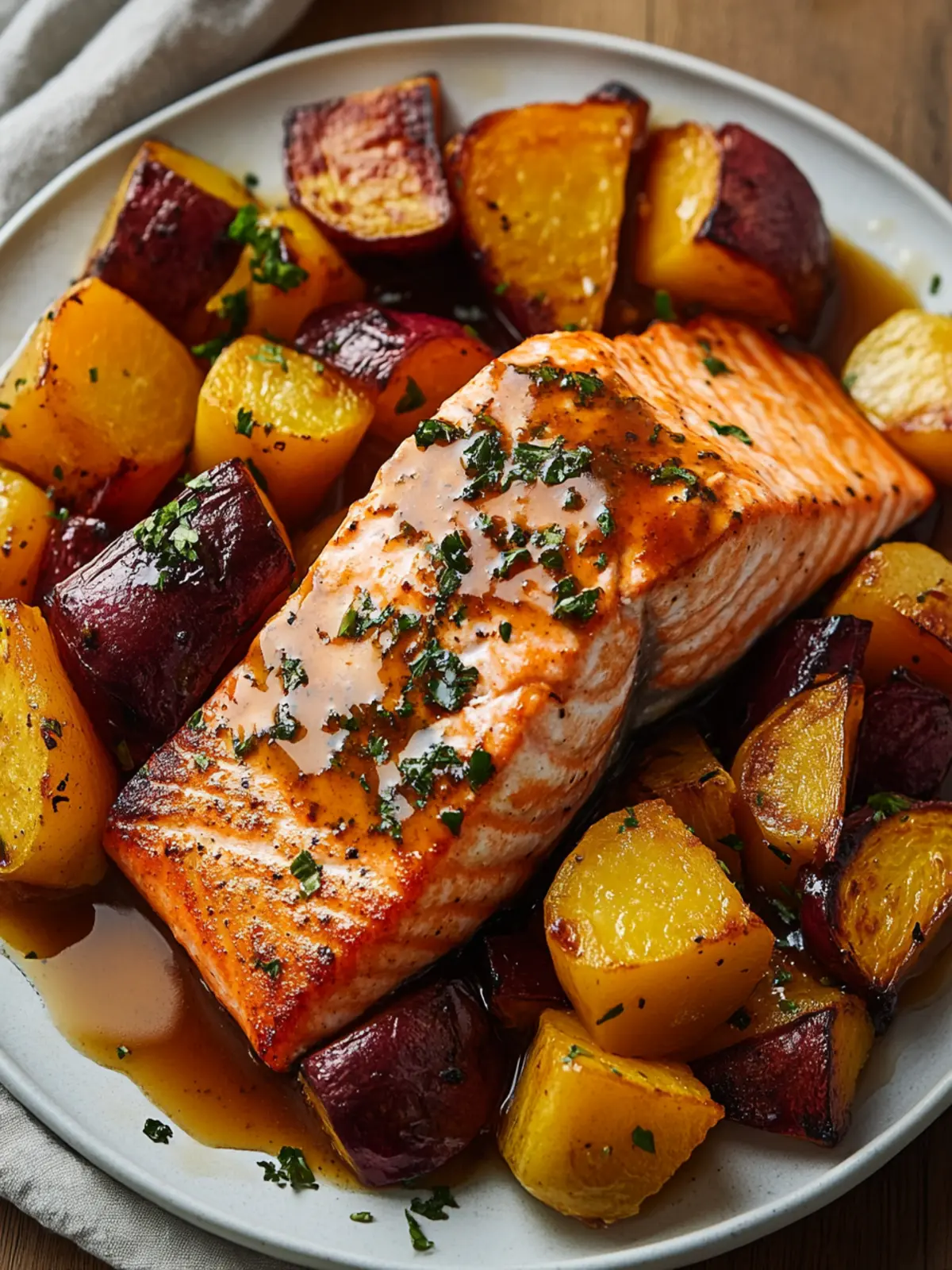 Maple-Glazed Salmon with Roasted Carrots